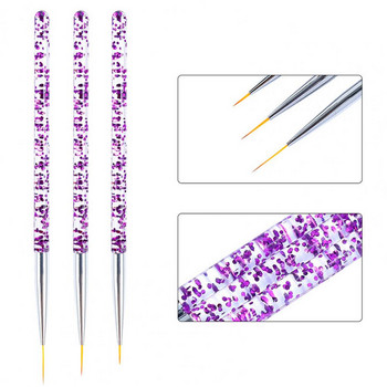 3 ΤΕΜ/Σετ Professional Liner Painting Pen Nail Art Brush Nail Art UV Gel Brush Pen Art Salon Home Use Gel Nail Brush Durable New