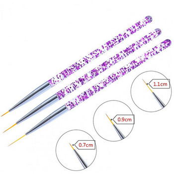 3PCS/Set Professional Liner Painting Pen Nail Art Brush Nail Art UV Gel Brush Pen Art Salon Home Use Gel Nail Brush Издръжлив нов
