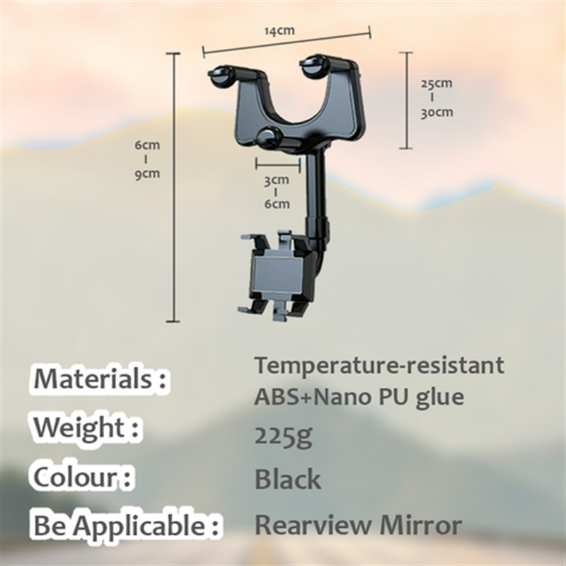 Oglindă retrovizoare pentru mașină Suport pentru telefon inteligent universal, rotativ 360°, retractabil, Suport pentru telefon pentru mașină, Înregistrator de conducere Suport GPS/DVR