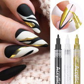 1 gab. Nail Art Graffiti pildspalva, melna zelta krāsa UV gēla laka dizaina punktiņu krāsošana zīmēšanas pildspalva Liner Brush nagu nagu DIY ziedu rīki