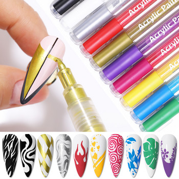 1 бр. писалка за графити за нокти, цвят черно злато, UV гел лак, дизайн, рисуване на точки, писалка за рисуване, четка за лайнер, инструменти за нокти Направи си сам цветя