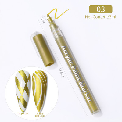 1 gab. Nail Art Graffiti pildspalva, melna zelta krāsa UV gēla laka dizaina punktiņu krāsošana zīmēšanas pildspalva Liner Brush nagu nagu DIY ziedu rīki