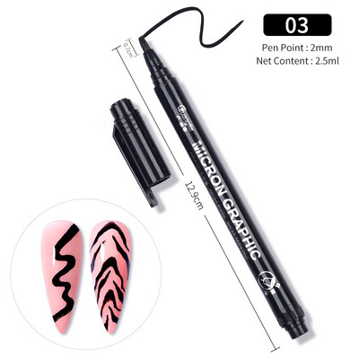 1 gab. Nail Art Graffiti pildspalva, melna zelta krāsa UV gēla laka dizaina punktiņu krāsošana zīmēšanas pildspalva Liner Brush nagu nagu DIY ziedu rīki