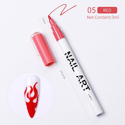 1 gab. Nail Art Graffiti pildspalva, melna zelta krāsa UV gēla laka dizaina punktiņu krāsošana zīmēšanas pildspalva Liner Brush nagu nagu DIY ziedu rīki