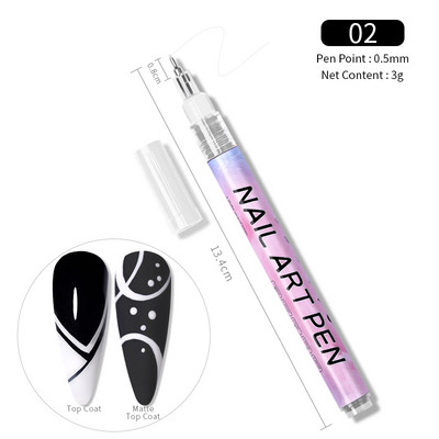1 gab. Nail Art Graffiti pildspalva, melna zelta krāsa UV gēla laka dizaina punktiņu krāsošana zīmēšanas pildspalva Liner Brush nagu nagu DIY ziedu rīki