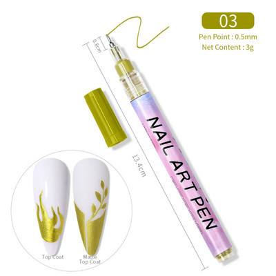 1 gab. Nail Art Graffiti pildspalva, melna zelta krāsa UV gēla laka dizaina punktiņu krāsošana zīmēšanas pildspalva Liner Brush nagu nagu DIY ziedu rīki