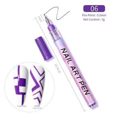 1 gab. Nail Art Graffiti pildspalva, melna zelta krāsa UV gēla laka dizaina punktiņu krāsošana zīmēšanas pildspalva Liner Brush nagu nagu DIY ziedu rīki