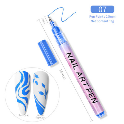 1 gab. Nail Art Graffiti pildspalva, melna zelta krāsa UV gēla laka dizaina punktiņu krāsošana zīmēšanas pildspalva Liner Brush nagu nagu DIY ziedu rīki