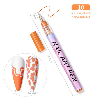 1 gab. Nail Art Graffiti pildspalva, melna zelta krāsa UV gēla laka dizaina punktiņu krāsošana zīmēšanas pildspalva Liner Brush nagu nagu DIY ziedu rīki