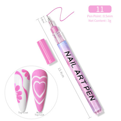 1 gab. Nail Art Graffiti pildspalva, melna zelta krāsa UV gēla laka dizaina punktiņu krāsošana zīmēšanas pildspalva Liner Brush nagu nagu DIY ziedu rīki