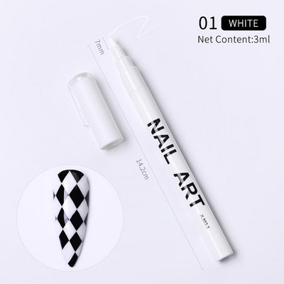 1 gab. Nail Art Graffiti pildspalva, melna zelta krāsa UV gēla laka dizaina punktiņu krāsošana zīmēšanas pildspalva Liner Brush nagu nagu DIY ziedu rīki