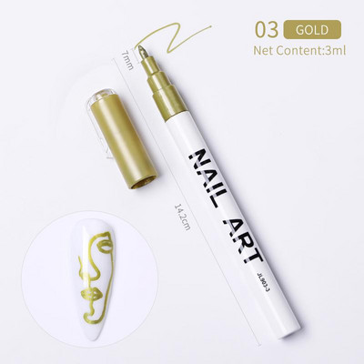 1 gab. Nail Art Graffiti pildspalva, melna zelta krāsa UV gēla laka dizaina punktiņu krāsošana zīmēšanas pildspalva Liner Brush nagu nagu DIY ziedu rīki