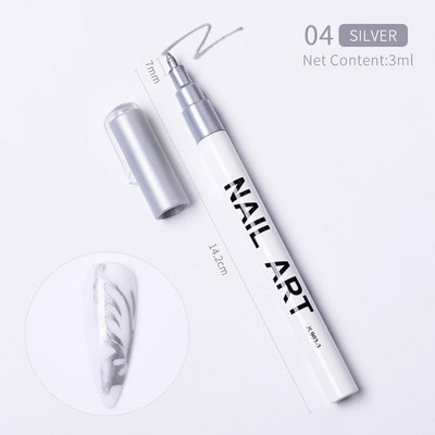 1 gab. Nail Art Graffiti pildspalva, melna zelta krāsa UV gēla laka dizaina punktiņu krāsošana zīmēšanas pildspalva Liner Brush nagu nagu DIY ziedu rīki