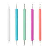 5 bucăți dublu mod profesional nail art dotting pen plastic mână oțel foraj punct unghii dot strasuri instrumente de manichiură