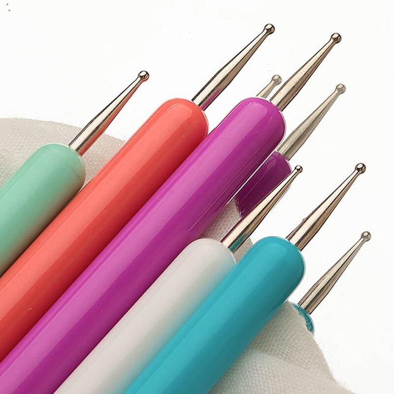 5 bucăți dublu mod profesional nail art dotting pen plastic mână oțel foraj punct unghii dot strasuri instrumente de manichiură