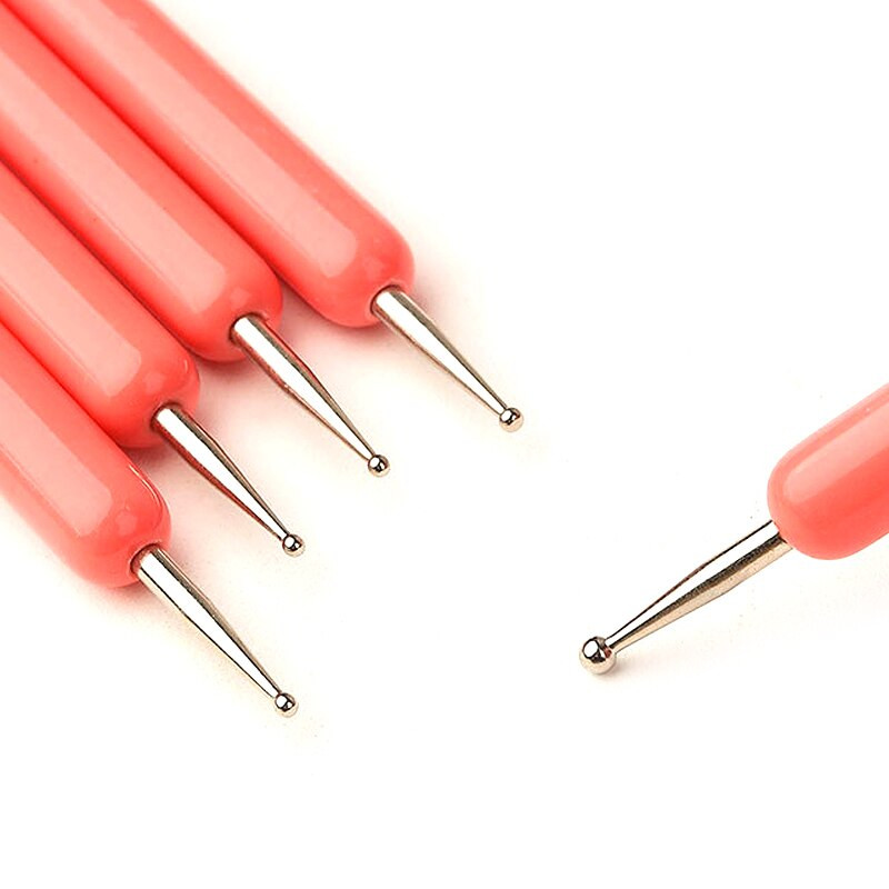 5 bucăți dublu mod profesional nail art dotting pen plastic mână oțel foraj punct unghii dot strasuri instrumente de manichiură