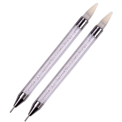 2 buc. Stilo de punctat pentru arta unghiilor, pictură cu capăt dublu, perie bricolaj, mâner cu strasuri, culegere diamante, instrument de punctat pentru manichiură, accesorii pentru unghii