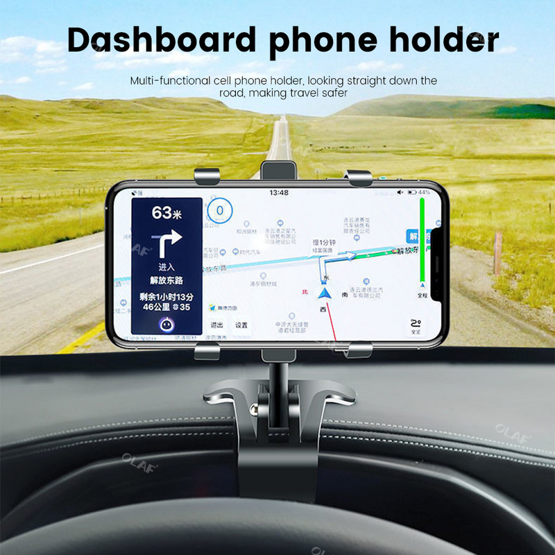 360 kraadi pööratav autotelefoni hoidja, multifunktsionaalne armatuurlaua klambrikinnitus autosse mobiiltelefoni hoidja teleskooptugialuse jaoks