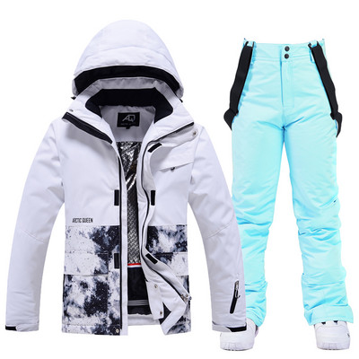 Set de costum de schi pentru bărbați, în aer liber, cald, impermeabil, rezistent la vânt, respirabil, pentru bărbați, iarna, pentru femei, jachetă și pantaloni pentru snowboard.