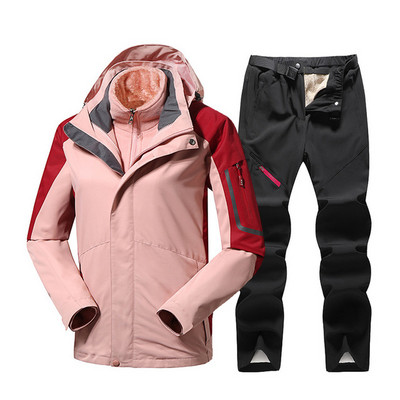 Costum de schi pentru femei Jachetă termică de schi Seturi de pantaloni rezistente la vânt, impermeabile, pentru schi, snowboarding, jachetă de iarnă, pentru femei, haină de zăpadă