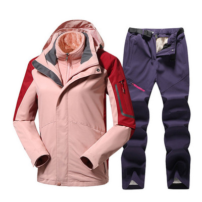 Costum de schi pentru femei Jachetă termică de schi Seturi de pantaloni rezistente la vânt, impermeabile, pentru schi, snowboarding, jachetă de iarnă, pentru femei, haină de zăpadă