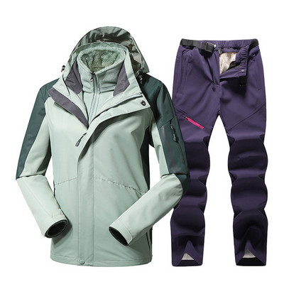 Costum de schi pentru femei Jachetă termică de schi Seturi de pantaloni rezistente la vânt, impermeabile, pentru schi, snowboarding, jachetă de iarnă, pentru femei, haină de zăpadă