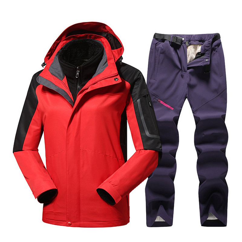 Costum de schi pentru femei Jachetă termică de schi Seturi de pantaloni rezistente la vânt, impermeabile, pentru schi, snowboarding, jachetă de iarnă, pentru femei, haină de zăpadă