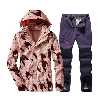 Costum de schi pentru femei, iarnă, în aer liber, jachetă și pantaloni, impermeabili, pentru zăpadă, impermeabili, pantaloni termici pentru zăpadă, schi, seturi pentru snowboarding.