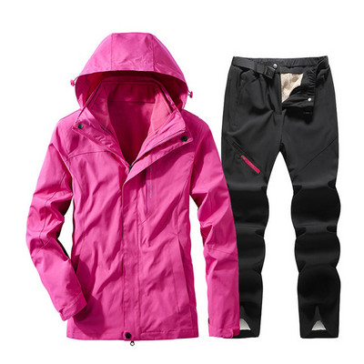 Costum de schi pentru femei, iarnă, în aer liber, jachetă și pantaloni, impermeabili, pentru zăpadă, impermeabili, pantaloni termici pentru zăpadă, schi, seturi pentru snowboarding.