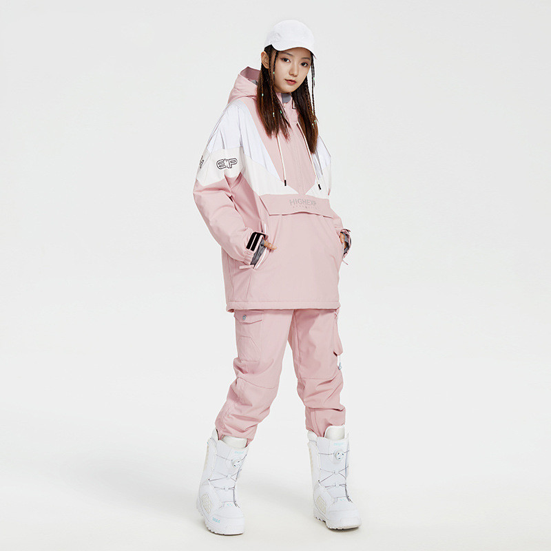 Acoperire de schi nouă Jachetă de snowboard sport pentru femei Pantaloni de zăpadă pentru bărbați Costum de schi cu îmbinare Salopetă rezistentă la vânt Glugă îngroșată