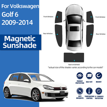 Για Volkswagen VW Golf 6 MK6 2008-2014 Μαγνητική ασπίδα ασπίδας αυτοκινήτου Μπροστινό παρμπρίζ Πίσω πλαϊνό παράθυρο Κουρτίνα προσωπίδας σκίαστρου