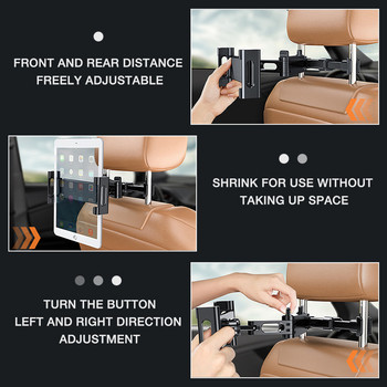 SEAMETAL Τηλεσκοπική θήκη τηλεφώνου πίσω μαξιλαριού αυτοκινήτου Tablet Περιστρεφόμενο κάθισμα αυτοκινήτου πίσω βάση στήριξης κεφαλής για tablet τηλεφώνου 5-13 ιντσών