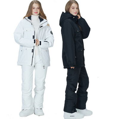 -30 Pure Color Дамски костюм за сноуборд Комплекти дрехи 10k Водоустойчив Ветроустойчив зимен костюм Ски яке + панталон за момиче
