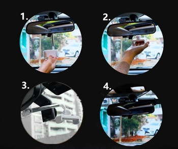 Държач за телефон за кола Огледало за обратно виждане Скоба за мобилен телефон Универсална 4,5-7,0 инча Въртяща се на 360 градуса регулируема телескопична стойка