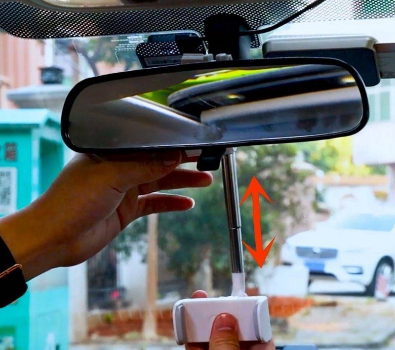 Suport telefon auto Oglinda retrovizoare Suport telefon mobil universal 4,5-7,0 inci Suport telescopic reglabil rotativ de 360 de grade