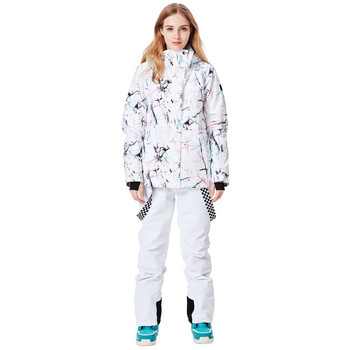Νέο χειμερινό σετ σκι για γυναίκες αντιανεμικό αδιάβροχο, θερμό αναπνέον, ανθεκτικό στο κρύο και ανθεκτικό στη φθορά παλτό + παχύ παντελόνι σκι