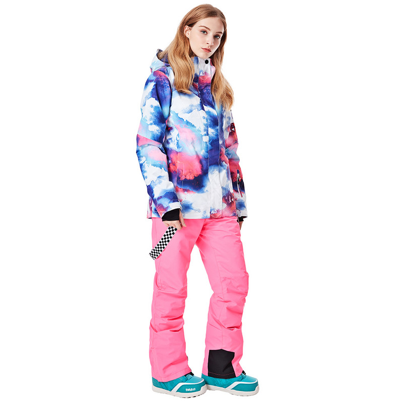 Nou set de schi de iarnă pentru femei, rezistent la vânt, impermeabil, cald, respirabil, rezistent la frig și la uzură, + pantaloni de schi îngroșați