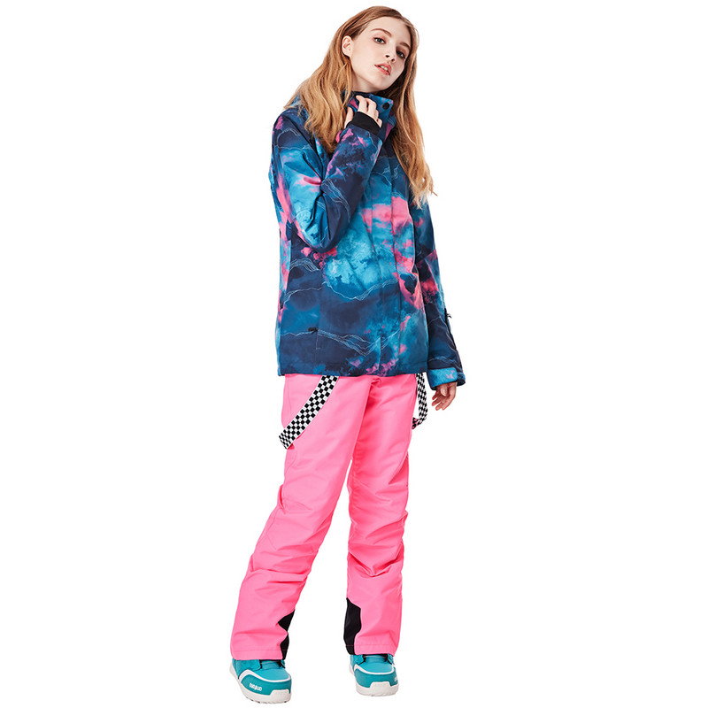 Nou set de schi de iarnă pentru femei, rezistent la vânt, impermeabil, cald, respirabil, rezistent la frig și la uzură, + pantaloni de schi îngroșați