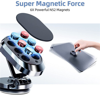 2023 Магнитен държач за телефон за кола Супер стикер Въртене на 360° Сгъваем силен магнит Стойка за монтиране на телефон за кола за екрани на таблото