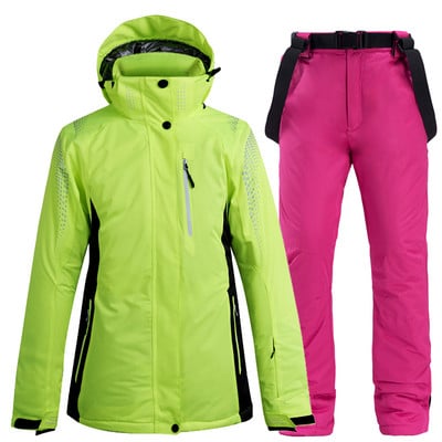Slidinėjimo kostiumas Vyrams ir moterims Žiemos, šiltas, atsparus vėjui, vandeniui atsparus lauko sportui, žieminės striukės ir kelnės, slidinėjimo įranga, snieglenčių striukė