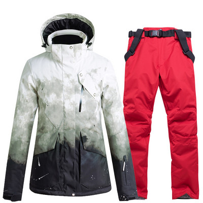 Costum de schi cald pentru iarnă Femei Bărbați Sporturi în aer liber Impermeabil Rezistent la vânt Schi Snowboarding Jachetă Pantaloni Set de vânt cu glugă 스키복