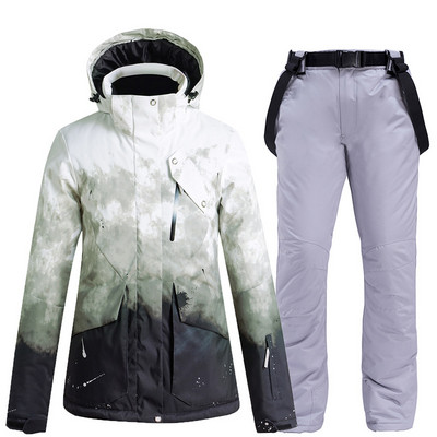 Costum de schi cald pentru iarnă Femei Bărbați Sporturi în aer liber Impermeabil Rezistent la vânt Schi Snowboarding Jachetă Pantaloni Set de vânt cu glugă 스키복