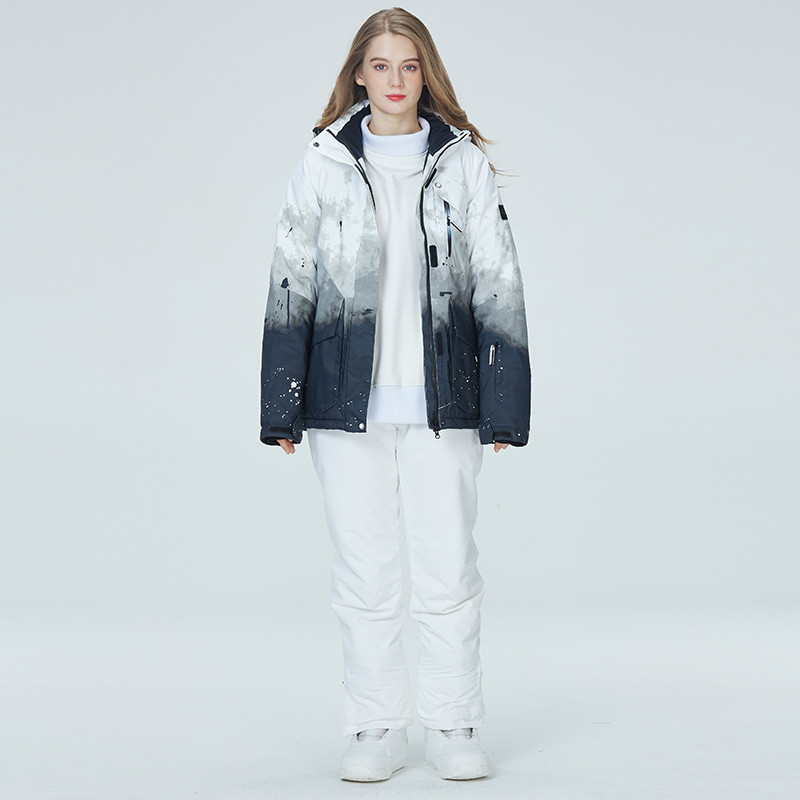 Costum de schi cald pentru iarnă Femei Bărbați Sporturi în aer liber Impermeabil Rezistent la vânt Schi Snowboarding Jachetă Pantaloni Set de vânt cu glugă 스키복