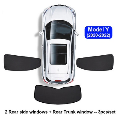 Umbrire de soare auto pentru Tesla Model 3 YXS 2021 2022 Protector de husă de parbriz pentru geam lateral față, umbrire pentru copii