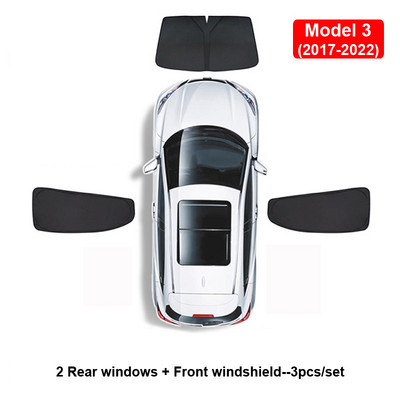 Umbrire de soare auto pentru Tesla Model 3 YXS 2021 2022 Protector de husă de parbriz pentru geam lateral față, umbrire pentru copii