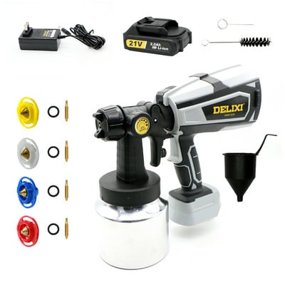 DELIXI NOU Baterie Li-ion 21V DC Capacitate 1000ML Instrument electric HVLP Pistol electric de pulverizare fără fir Pulverizator de vopsea pentru casă și exterior