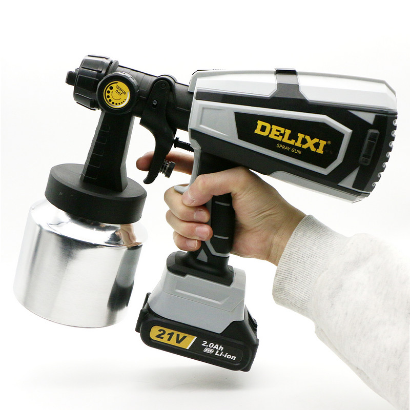 DELIXI NOU Baterie Li-ion 21V DC Capacitate 1000ML Instrument electric HVLP Pistol electric de pulverizare fără fir Pulverizator de vopsea pentru casă și exterior