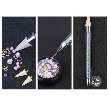 1 τεμ. στυλό 2 τρόπου χρήσης Nail Art Dot Pen Nails Ζωγραφική DIY Μανικιούρ Βελόνες συλλογής Διακόσμηση Κιτ εργαλείων τέχνης Αντικατάσταση κεφαλής