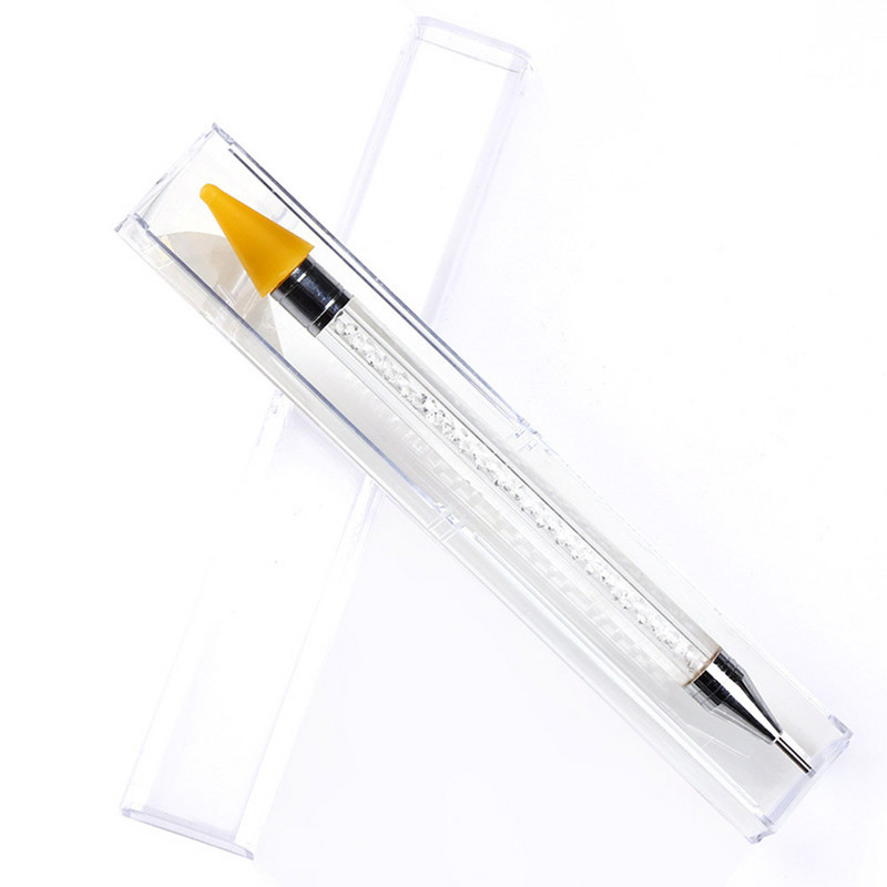 1 pix cu două capete pentru unghii, mâner de mărgele de cristal de 9 inci, scoateți șuruburi cu strasuri, creion de ceară, instrumente de cules pentru manichiură&*& 6