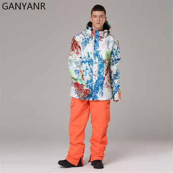 GANYANR Мъжки костюми за сноуборд Ски комплект Зимни термични якета за сняг Панталони Спортни ветроустойчиви водоустойчиви външни топли удебелени 2022
